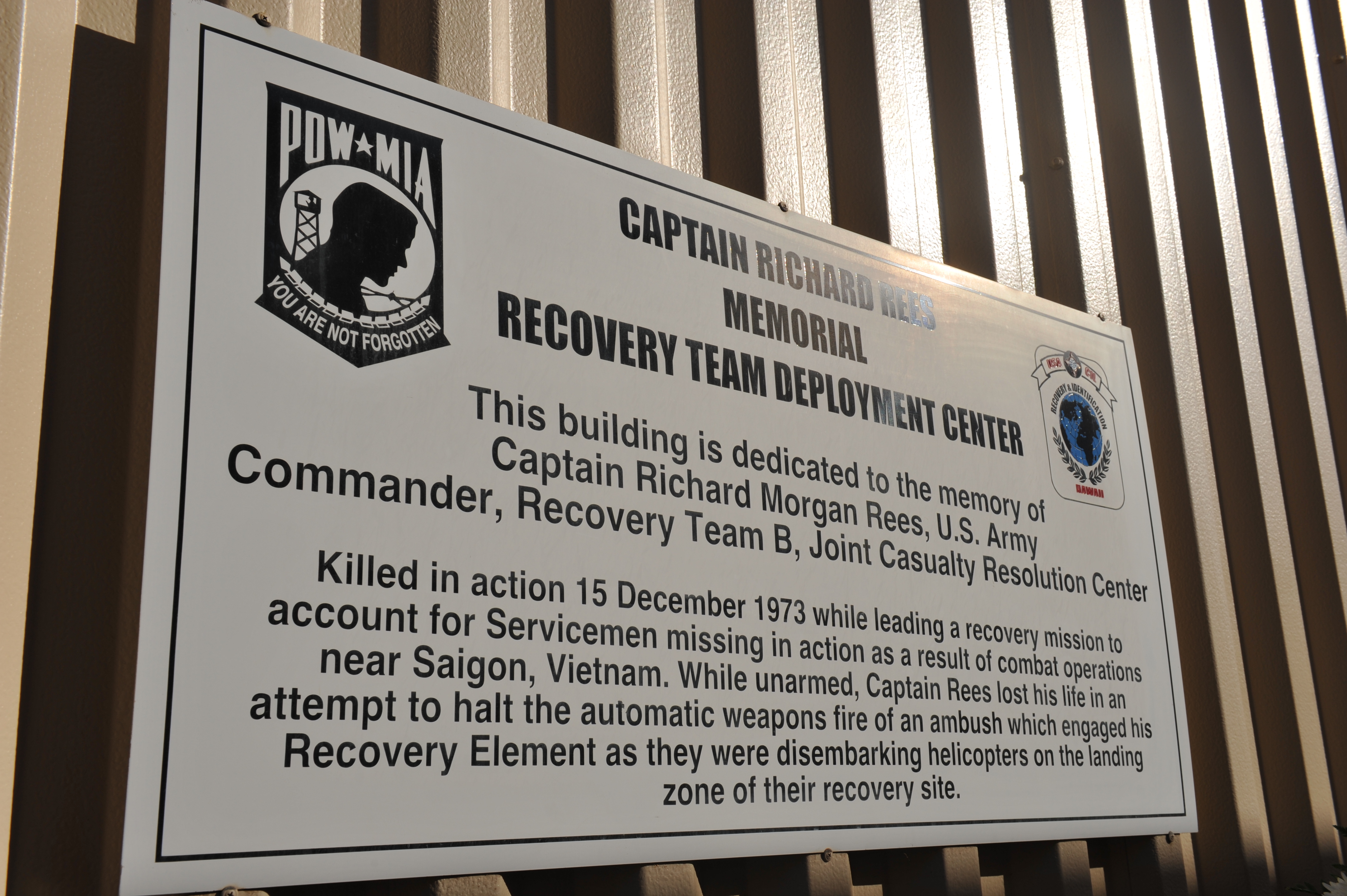 U.S. Army Capt. Richard Rees Memorial Recovery Team Deployment Center